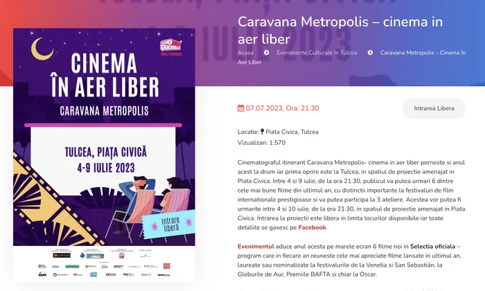 Screenshot articol Evenimente Tulcea