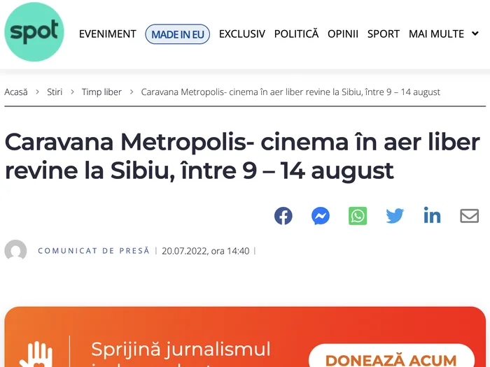 Screenshot articol Spotmedia